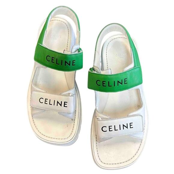 Celine Platform Chunky Dad White and Green Sandals 39 - Picture 1 of 8